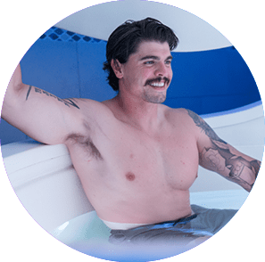 Smiling man in float pod